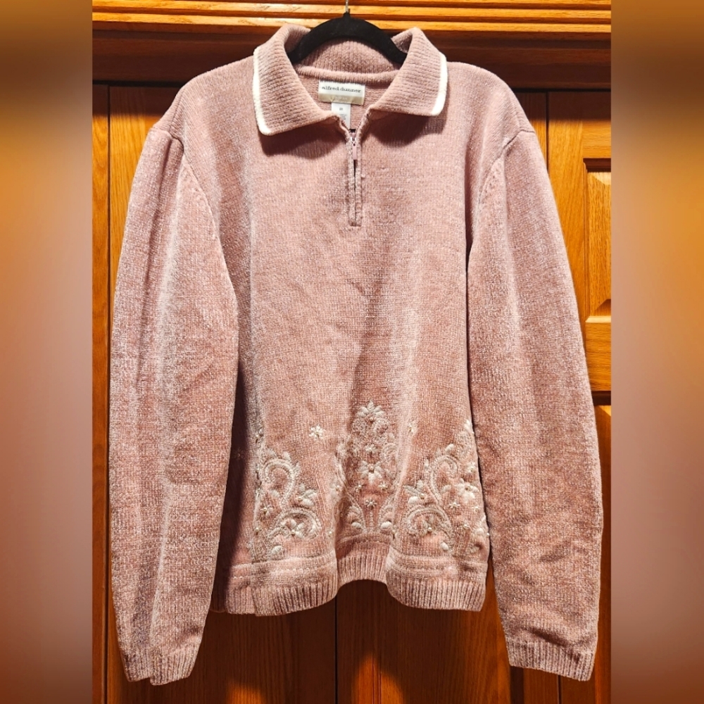 Alfred Dunner Pink and Pearl Half Zip Sz 2X